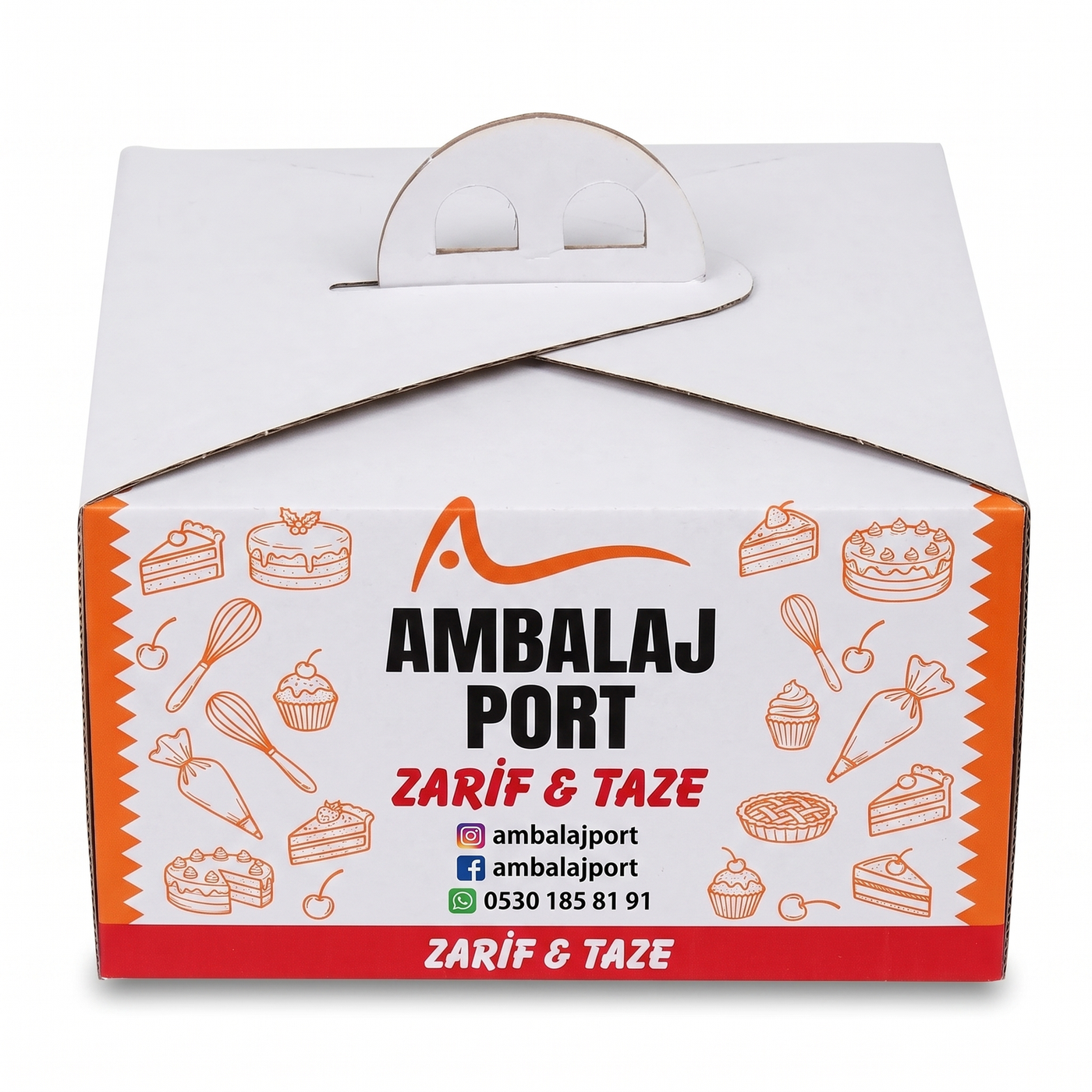 AmbalajPort özel baskı örneği — Turta Kutusu (Beyaz)