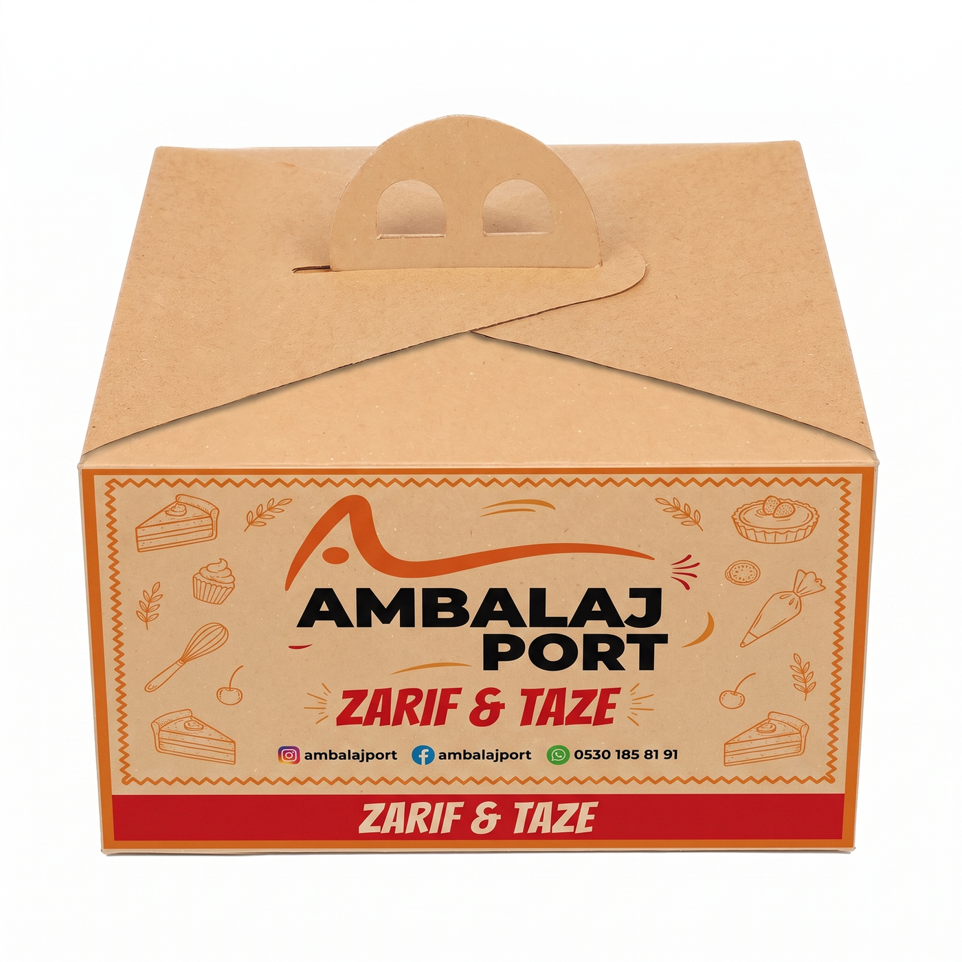 AmbalajPort özel baskı örneği — Turta Kutusu (Kraft)