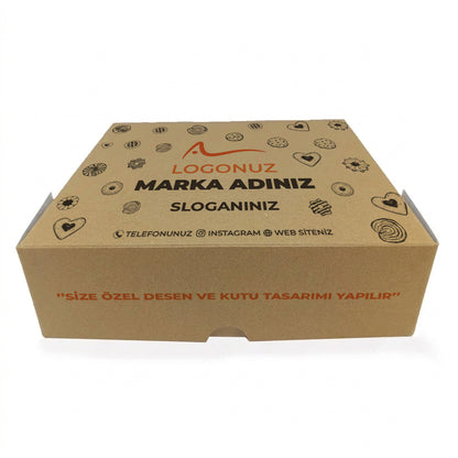 Özel Baskılı Kraft Sedefli 6 Kulak Kuru Pasta Kutusu 1000 gr
