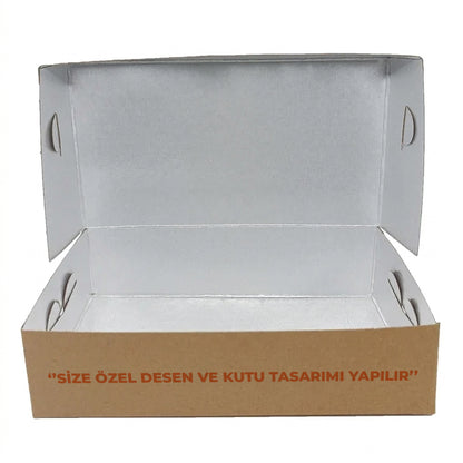 Özel Baskılı Kraft Sedefli 6 Kulak Kuru Pasta Kutusu 500 gr