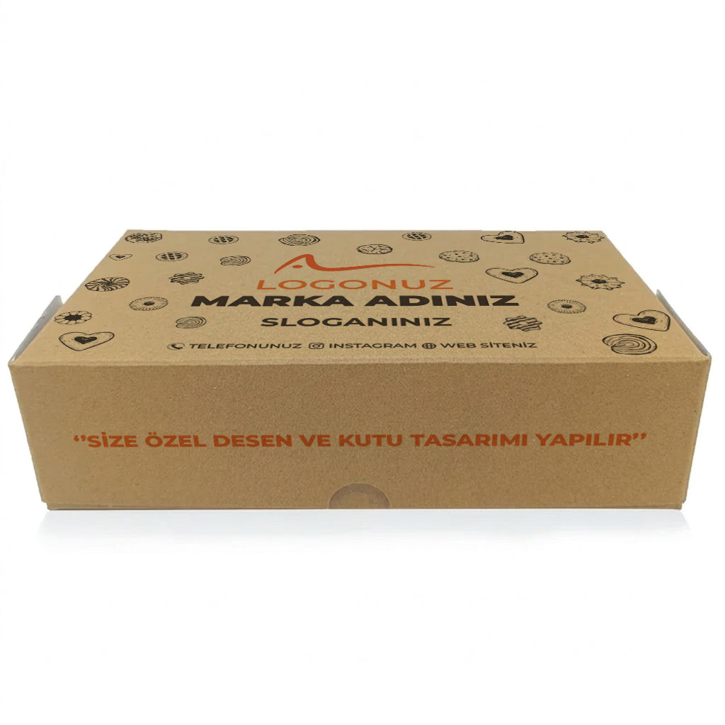Özel Baskılı Kraft Sedefli 6 Kulak Kuru Pasta Kutusu 500 gr