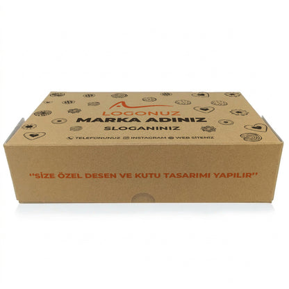Özel Baskılı Kraft Sedefli 6 Kulak Kuru Pasta Kutusu 500 gr