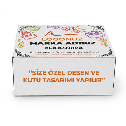 Özel Baskılı 3 Baton Oluklu Sade Beyaz Renk Turta Kutusu