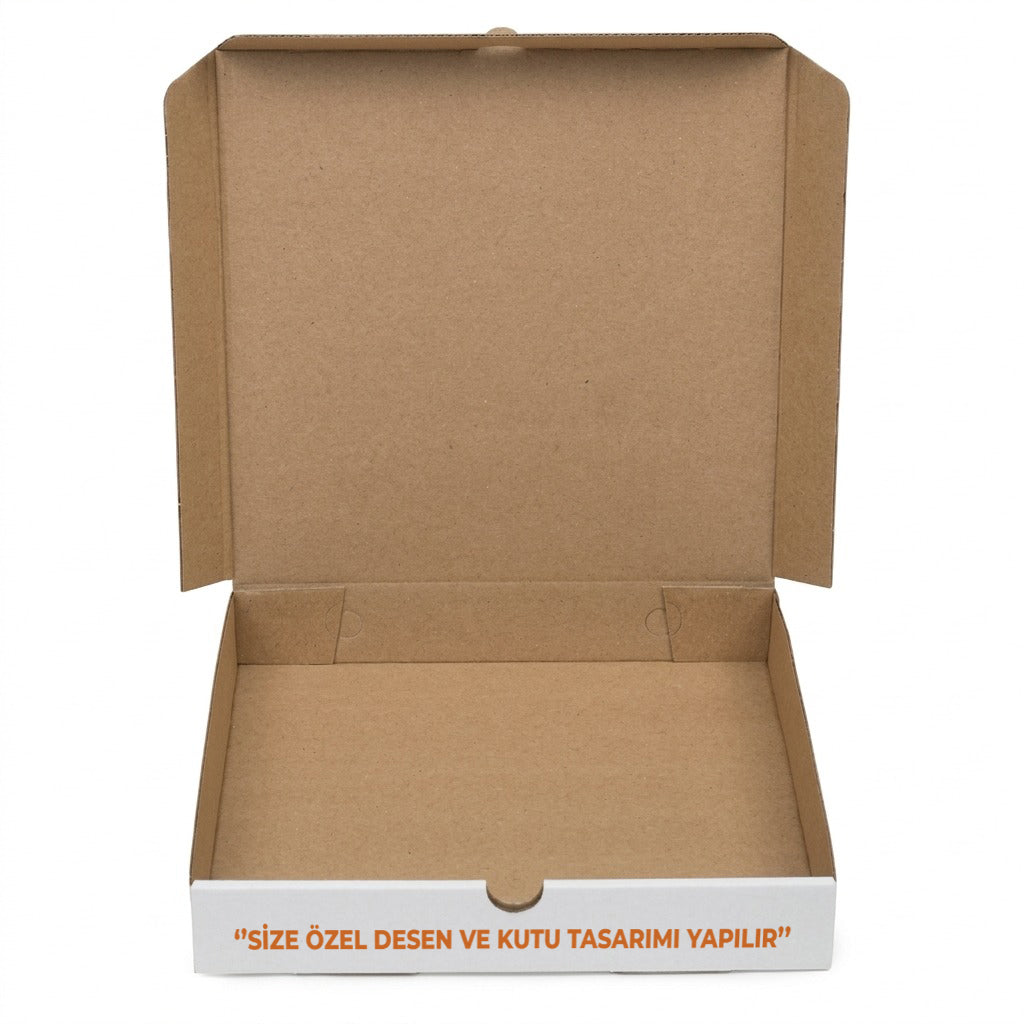 Özel Baskılı Beyaz Pizza Kutusu