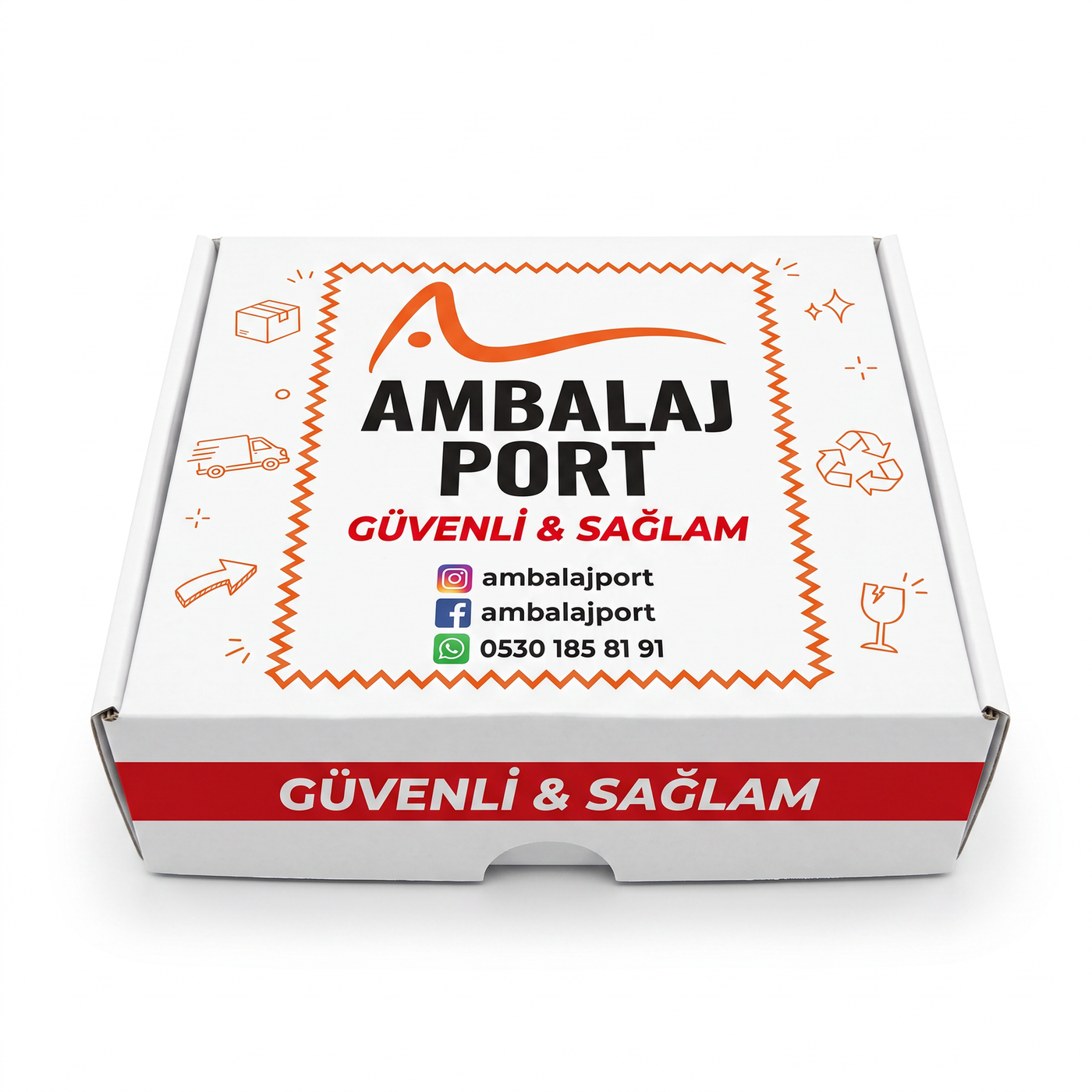 AmbalajPort özel baskı örneği — E-Ticaret Kutusu (Geçmeli Beyaz)
