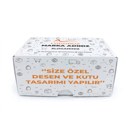 Özel Baskılı Oluklu Geçmeli Beyaz E-ticaret Kutusu
