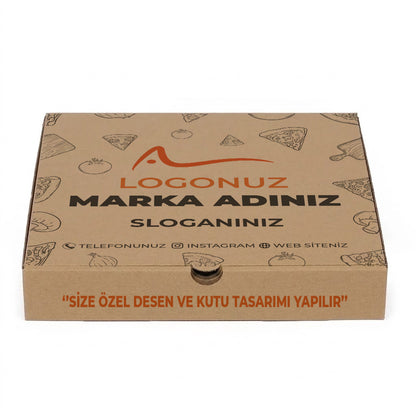 Özel Baskılı Esmer Pizza Kutusu