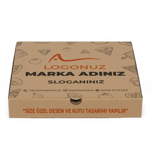 Özel Baskılı Esmer Pizza Kutusu