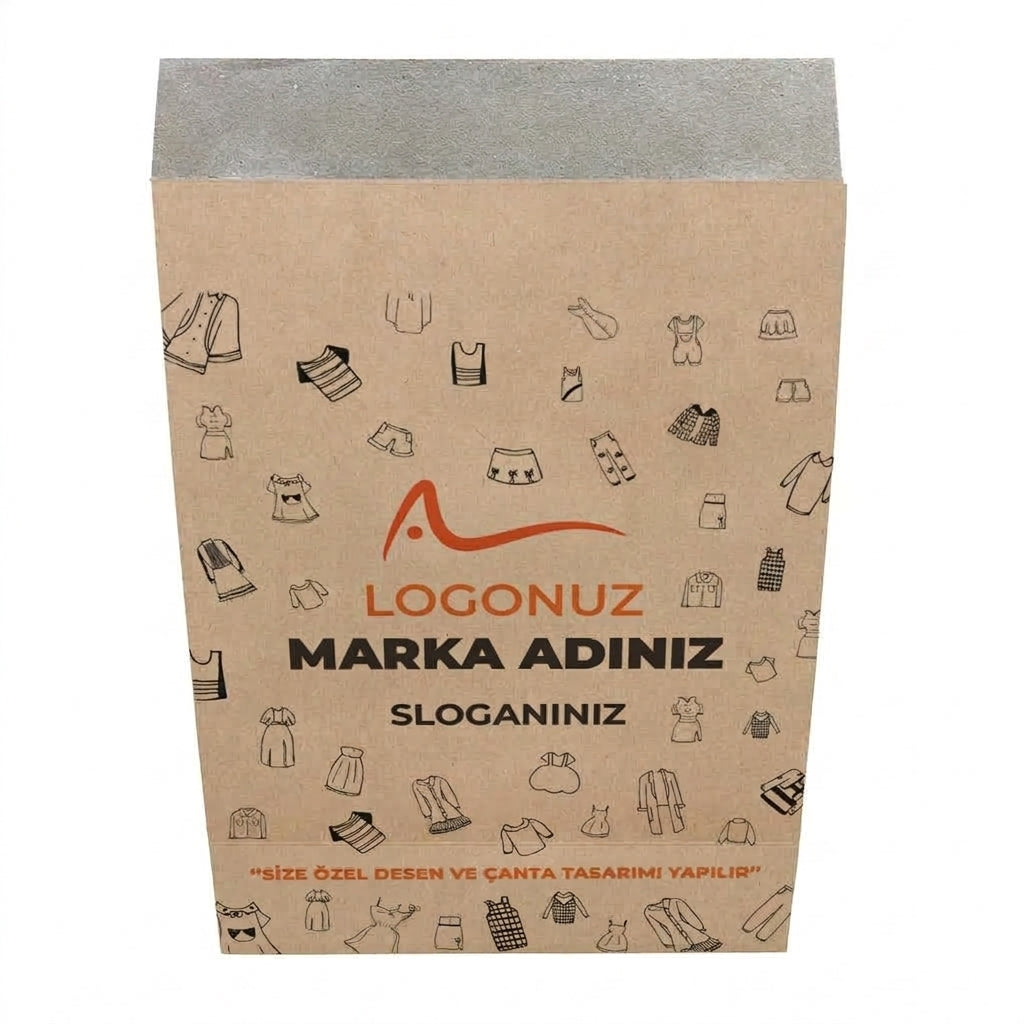 Özel Baskılı Düz Kapaklı Kraft Hediye Çantası