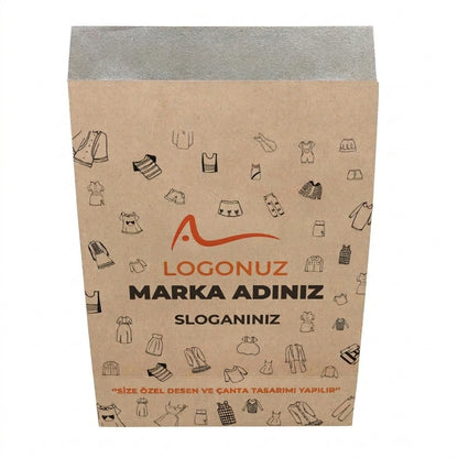 Özel Baskılı Düz Kapaklı Kraft Hediye Çantası