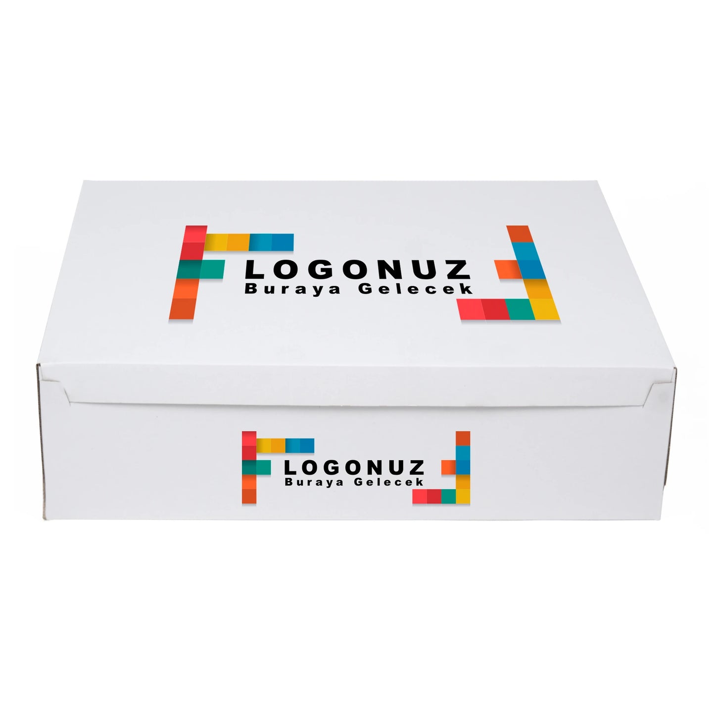 Özel Baskılı 4 Baton Oluklu Sade Beyaz Renk Turta Kutusu