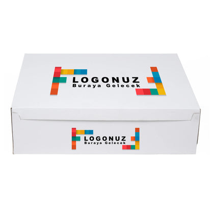 Özel Baskılı 4 Baton Oluklu Sade Beyaz Renk Turta Kutusu