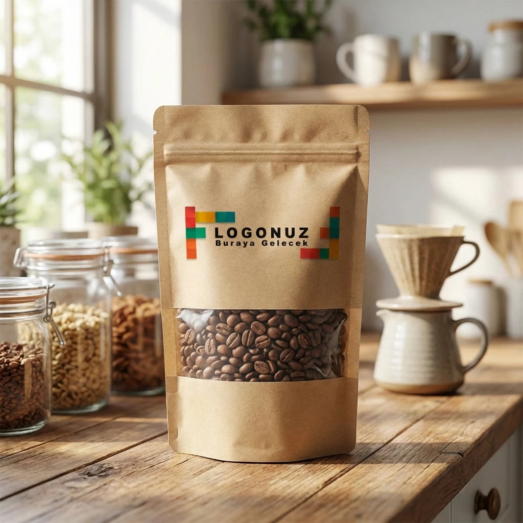 Özel Baskılı Pencereli Kraft Doypack 100 gr