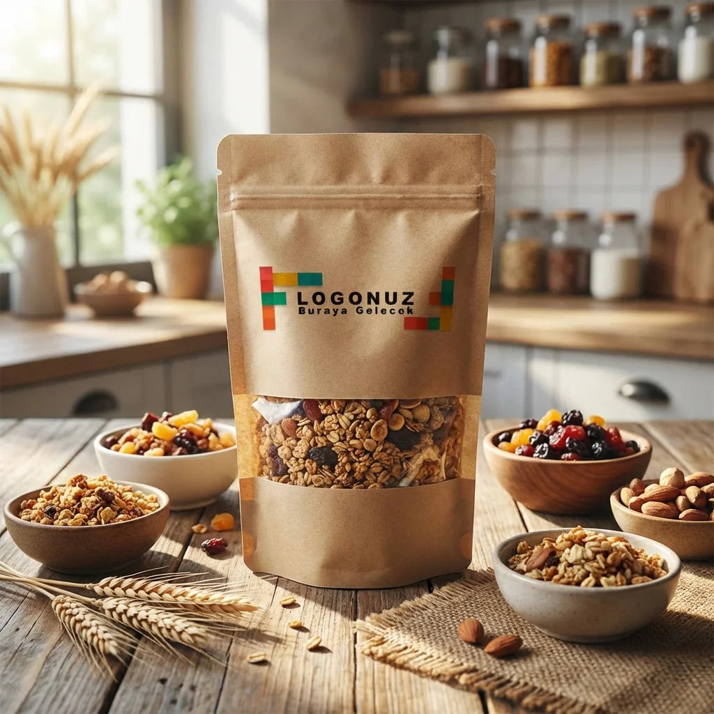 Özel Baskılı Pencereli Kraft Doypack 100 gr