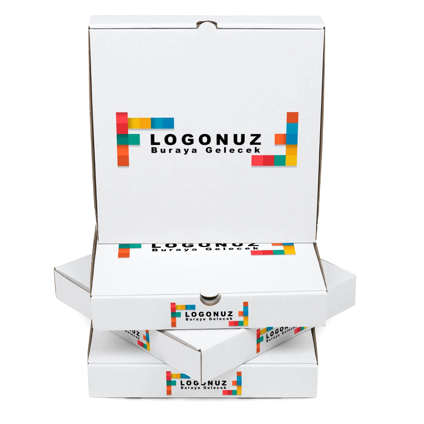 Özel Baskılı Beyaz Pizza Kutusu