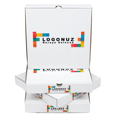 Özel Baskılı Beyaz Pizza Kutusu
