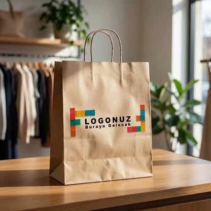 Özel Baskılı Burgu Saplı Kraft Çanta