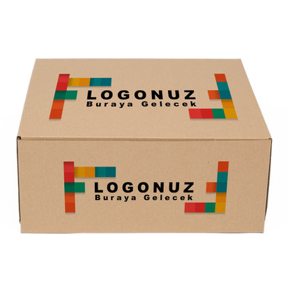 Özel Baskılı 3 Baton Oluklu Sade Kraft Renk Turta Kutusu