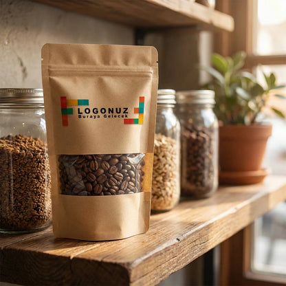 Özel Baskılı Pencereli Kraft Doypack 1500 gr