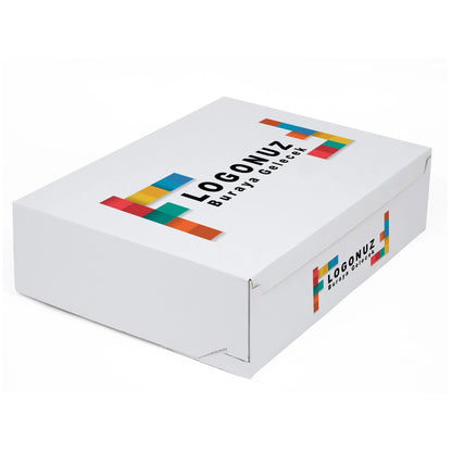 Özel Baskılı 4 Baton Oluklu Sade Yüksek Beyaz Renk Kraft Turta Kutusu