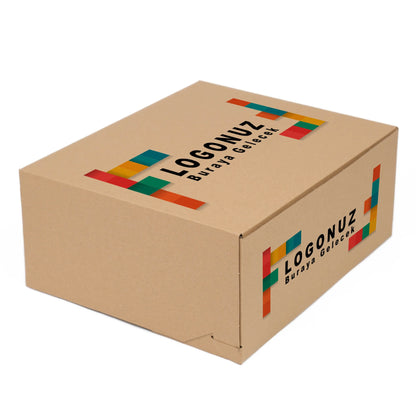 Özel Baskılı 3 Baton Oluklu Sade Kraft Renk Turta Kutusu