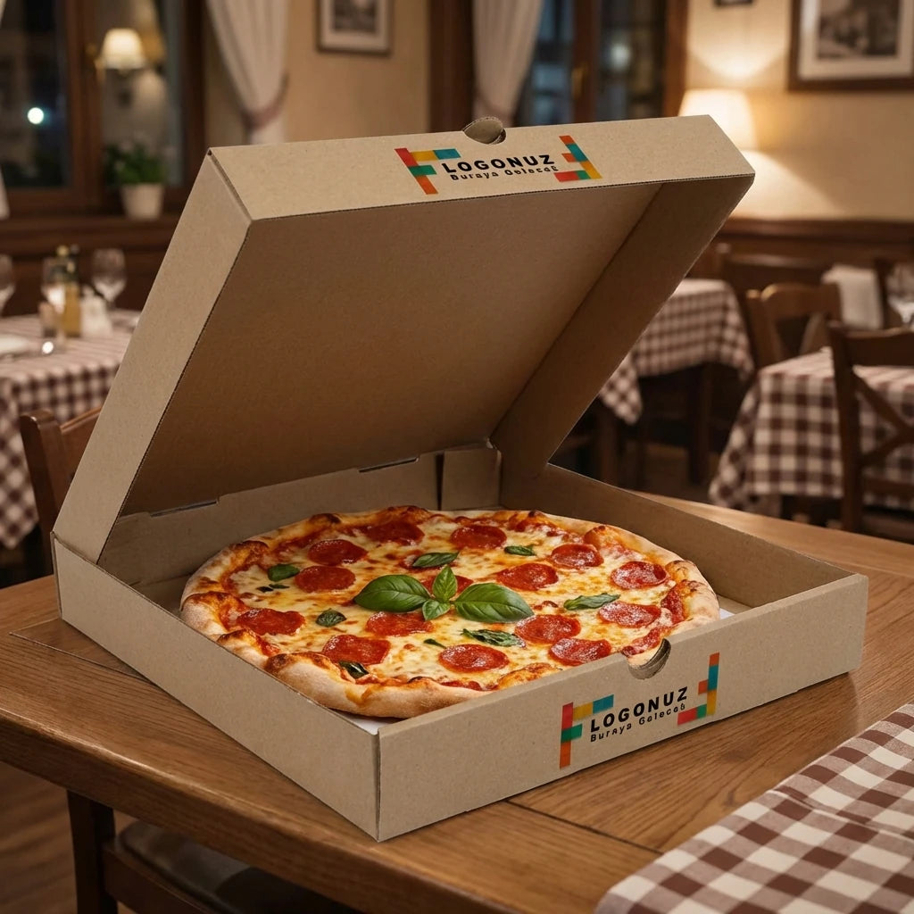 Özel Baskılı Esmer Pizza Kutusu