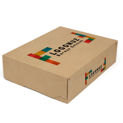 Özel Baskılı 4 Baton Oluklu Sade Kraft Renk Turta Kutusu