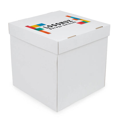 Özel Baskılı Oluklu Katlı Beyaz Renk Yaş Pasta Kutusu