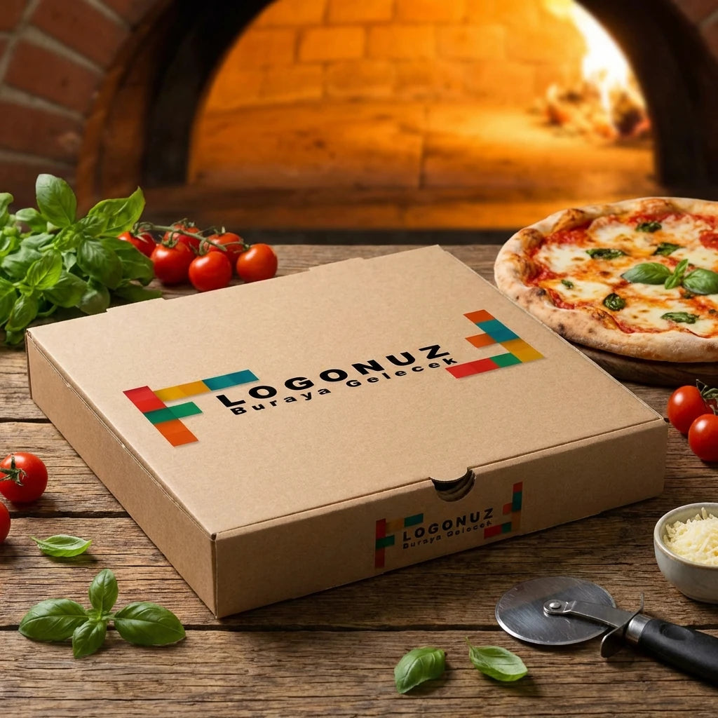 Özel Baskılı Esmer Pizza Kutusu