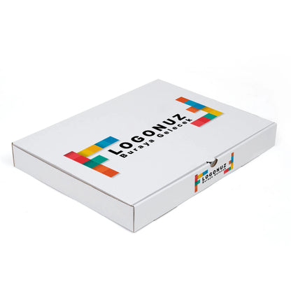 Özel Baskılı Beyaz Renk Oluklu Tepsi Baklava Kutusu 800 gr