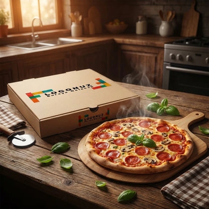 Özel Baskılı Esmer Pizza Kutusu