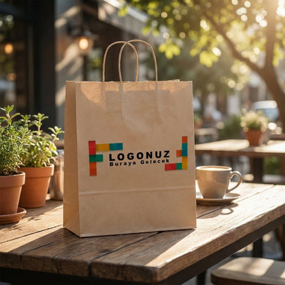 Özel Baskılı Burgu Saplı Kraft Çanta