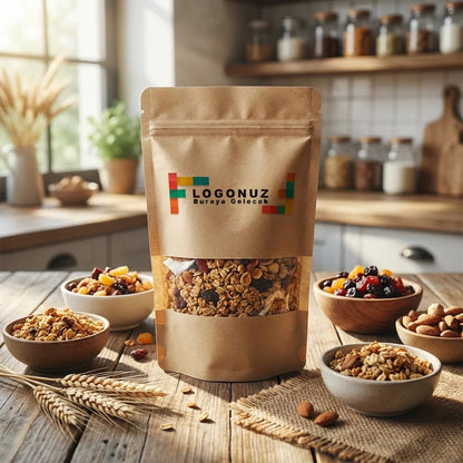 Özel Baskılı Pencereli Kraft Doypack 1500 gr