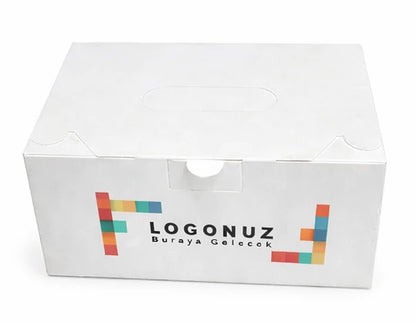 Özel Baskılı Oluklu Beyaz Saplı İkili Hamburger Kutusu