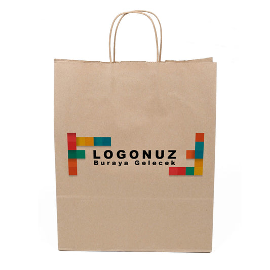 Özel Baskılı Burgu Saplı Kraft Çanta