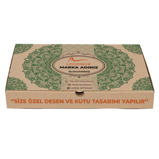 Özel Baskılı Kraft Renk Oluklu Tepsi Baklava Kutusu 800 gr