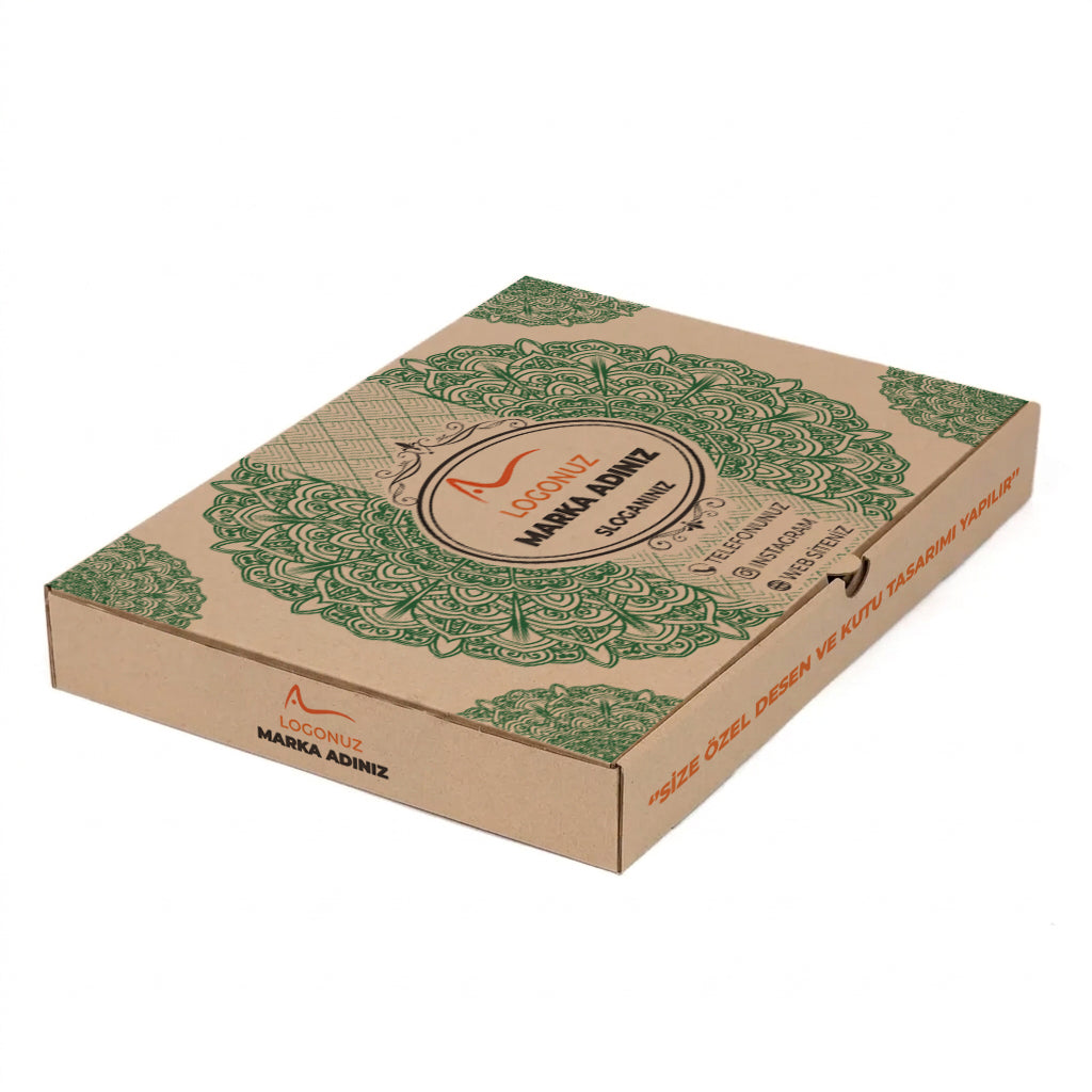 Özel Baskılı Kraft Renk Oluklu Tepsi Baklava Kutusu 1000 gr