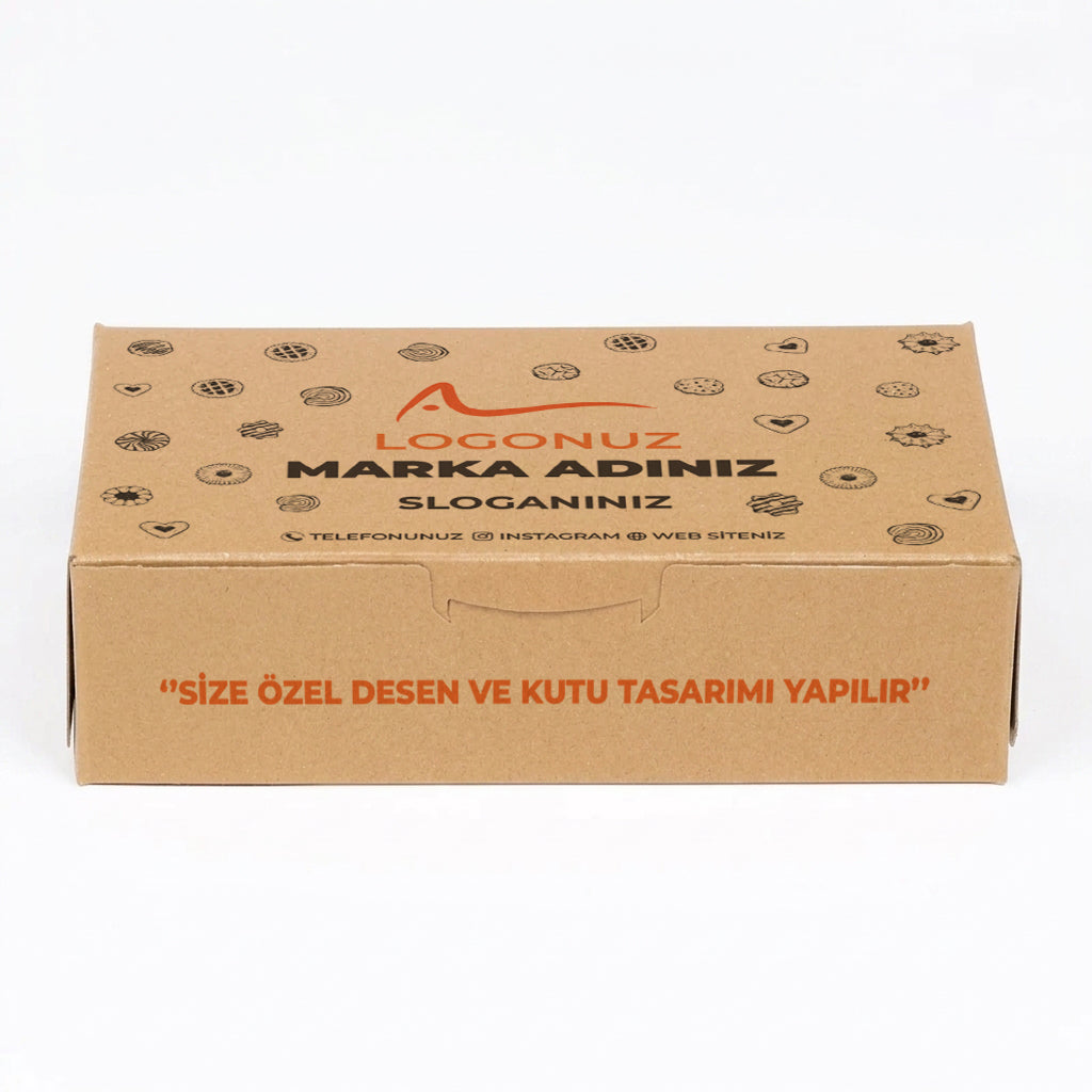 Özel Baskılı Kraft Sedefli Kuru Pasta Kutusu 500 gr