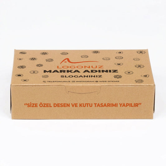 Özel Baskılı Kraft Sedefli Kuru Pasta Kutusu 500 gr