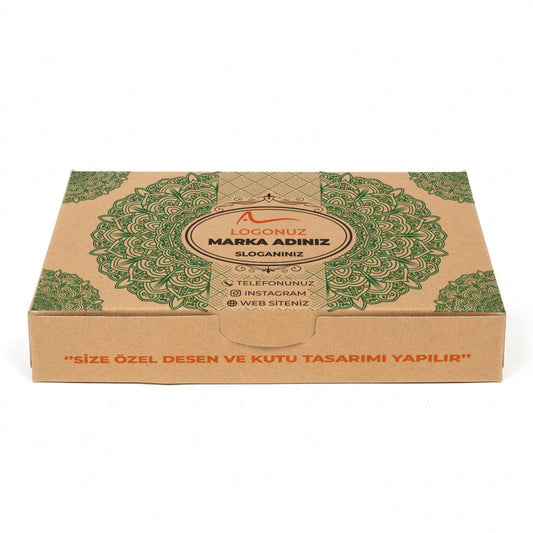 Özel Baskılı Kraft Sedefli Baklava Kutusu 2000 gr
