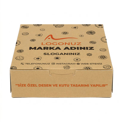 Özel Baskılı Kraft Sedefli Kuru Pasta Kutusu 2000 gr