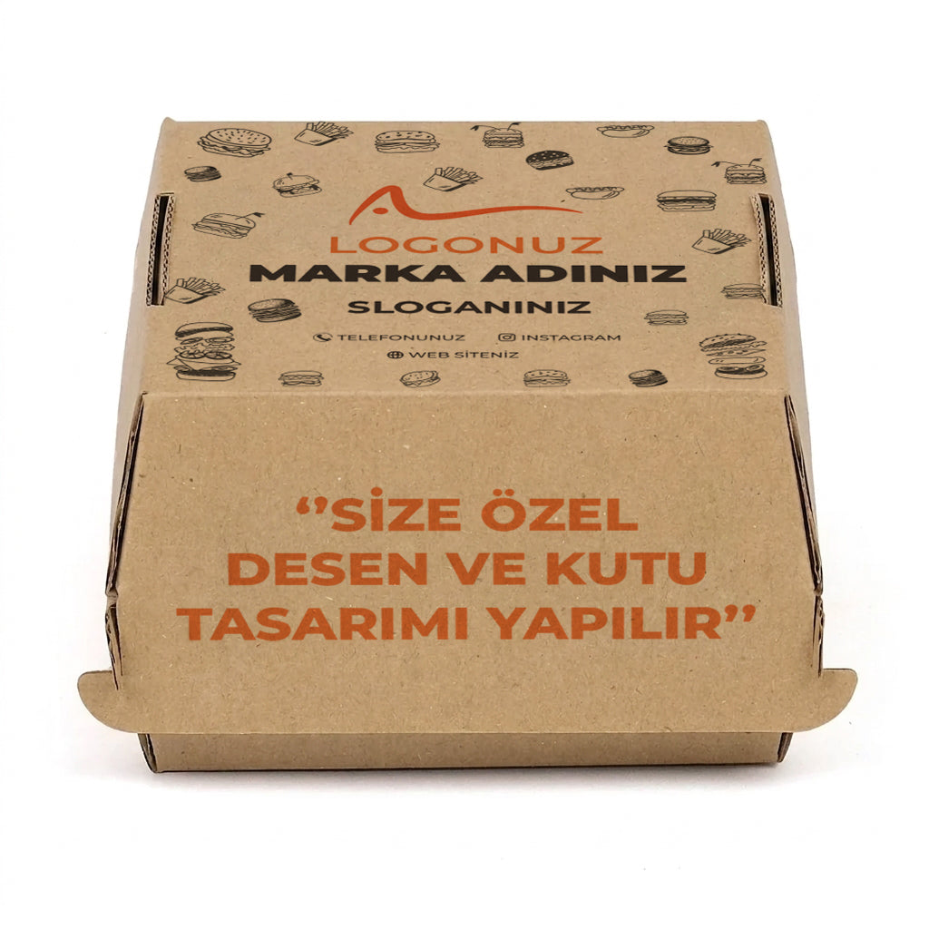 Özel Baskılı Oluklu Kraft Renk Hamburger Kutusu