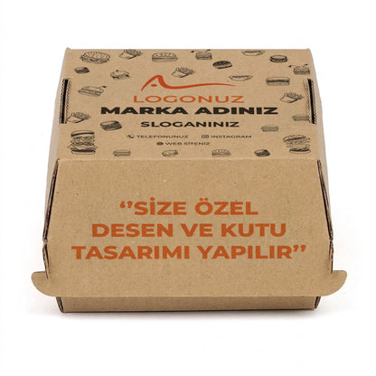 Özel Baskılı Oluklu Kraft Renk Hamburger Kutusu