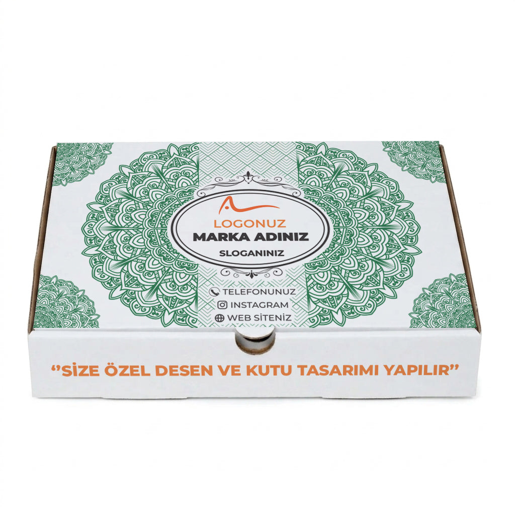 Özel Baskılı Yuvarlak Tepsiye Uygun Beyaz Baklava Kutusu